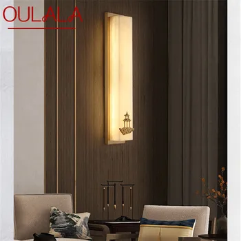 OULALA месингова стенна светлина LED модерна луксозна мраморна свещи осветително тяло вътрешен декор за домашна спалня хол коридор