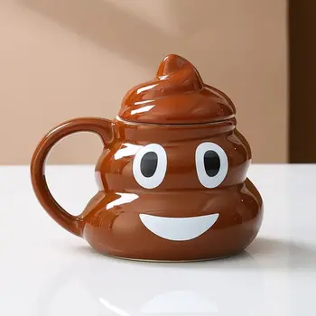Poo Fun Coffee Mug Керамична чаша, Poop Emoji Сладък творчески подарък за декорация за малко момиче Приятели Рожден ден Коледа Начало Затопляне