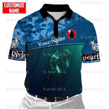 Scuba Diving Art Sport Diver 3D Full Printed Men Thin Polo Shirt Collar Short Sleeve Street Wear Casual Tee-2