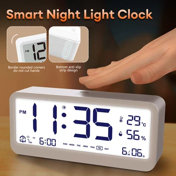 Smart будилник цифров дисплей електронен часовник таблица часовник температура влажност календар дисплей настолен часовник за спалня