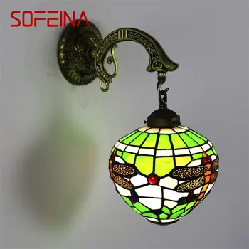 SOFEINA Тифани стена лампа LED творчески водно конче стъкло sconce легло светлина за дома хол спалня пътека декор