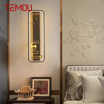 TEMOU месинг стена лампа LED модерен луксозен Sconce интериор декорация домакинство спалня нощно шкафче хол коридор осветление