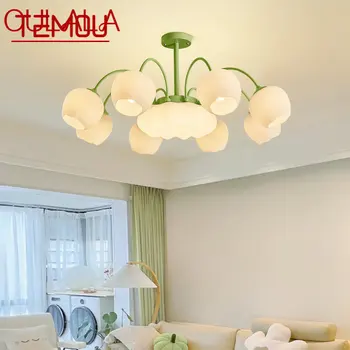 TEMOU Модерни светлозелени таванни висулки Творчески дизайн полилей LED за домашна спалня