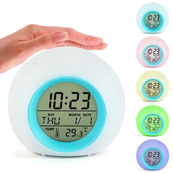 Touch Control Цветни LED светлини Творчески дизайн Детски будилник Лесен за използване Забавен и игрив Led будилник Стилен Популярен
