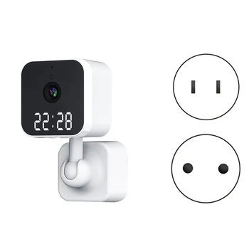 Tuya Wifi камера с цифров часовник Вътрешна домашна сигурност Нощно виждане Видеонаблюдение Безжична камера за движение