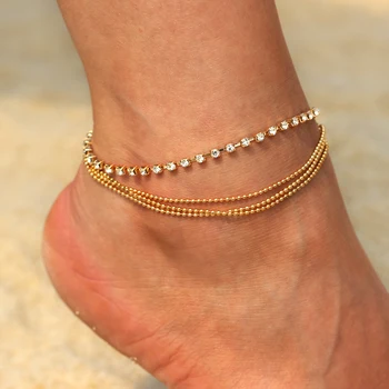 ZOSHI Shinny Rhinestone вериги гривни за жени летни бохемски глезена гривни крак верига плаж бижута подарък
