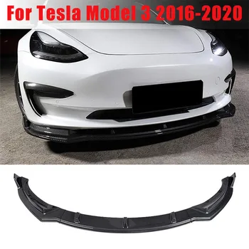 Автомобилна предна броня за устни спойлер за Tesla Model 3 2016-2020 гланцово черно въглеродни влакна броня сплитери кола модификация комплект тяло