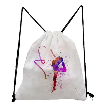 акварелна гимнастика изкуство печат жени раници за студент daypack гимнастичка съхранение шнур чанта за пътуване обувки притежателя подарък
