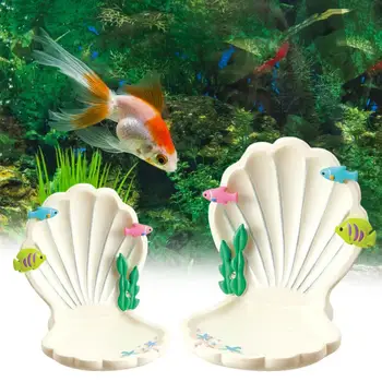 Аквариумни декорации Прекрасен украшение за риба с форма на черупка Kawaii русалка фигурки смола перла черупка аквариум декор риба резервоар