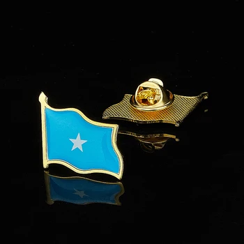Африка Федерална република Сомалия Държава Развяване на националния флаг Позлатено С любезното съдействие Емайл Ревера ПИН значка Брошка