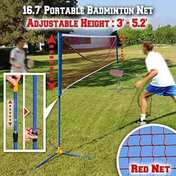 Бадминтон Net Волейбол Тенис преносим Net w Стойка за семеен спорт-16.7x2.5'