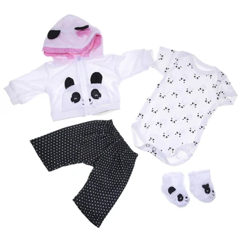 Бебешки играчки за дрехи за 17-18 инча за кукла момиче панда облекло аксесоари 4бр съвпадение дрехи Коледа подарък