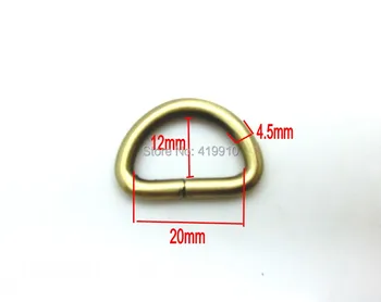 Безплатна доставка-20Pcs античен бронз незаварени кожени чанти метални занаяти DIY D пръстен 28mmx20mm (вътре: 20x12mm) свържете ключалката J1285