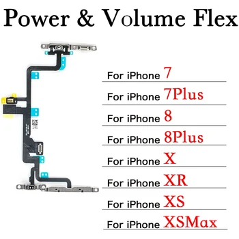 Бутони за сила на звука Flex кабел за iPhone 7 7Plus 8G 8 Plus X XR XS XSMax с подмяна на превключвателя за заглушаване