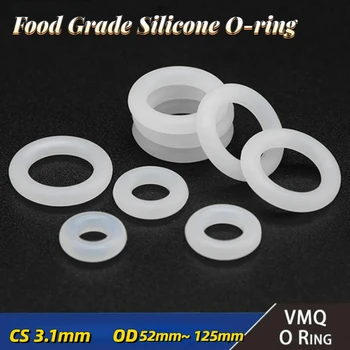  бял O пръстен CS 3.1mm OD 52 ~ 125mm VMQ бял O пръстен уплътнение силиконови хранителни клас О-пръстени силиконов пръстен висока температура уплътнение