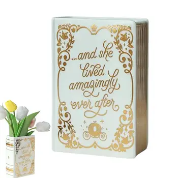 Ваза с форма на книга Керамични вази в реалистична форма на книга Универсална ваза за цветя в ярки цветове за трапезария Всекидневна