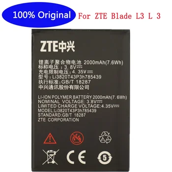 Висококачествен Li3820T43P3h785439 2000mAH Оригинална батерия за телефон ZTE Blade L3 L 3 батерия за мобилен телефон