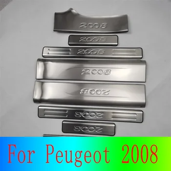 Висококачествена неръждаема стомана кола екстериорни части врата стъпка первази декорация аксесоари добре дошли педал за Peugeot 2008 2014-2019
