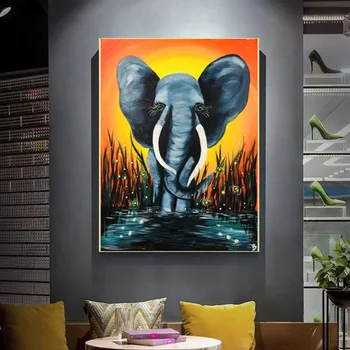 Всекидневна коридор детска стая слон декоративна живопис платно живопис на стена животински плакати и отпечатъци слон