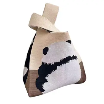  голяма пазарска чанта за жени Crossbody рамо чанта за жени ръчно тъкани панда печат водоустойчив Оксфорд кърпа голям капацитет за училище