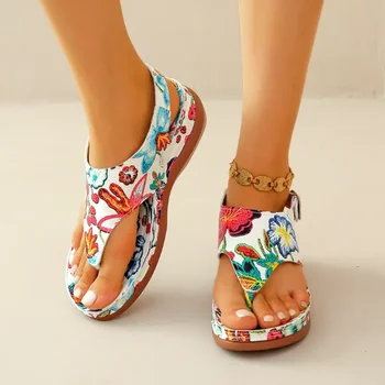 Дамски сандали Ортопедичен клин Токчета Сандали 2023 Летни нови модни обувки за жени плажни джапанки Zapatos de Mujer