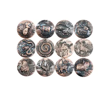 Дванадесет животински мед колекционерска монета за късмет Китайски Фън Шуй дракон възпоменателни монети за Нова година
