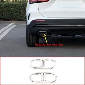  Декорация на капака на изпускателната тръба на автомобила Задна двойна ауспуха Trim Tail Throat Frame за Mercedes-Benz GLA / GLB 2020-2021