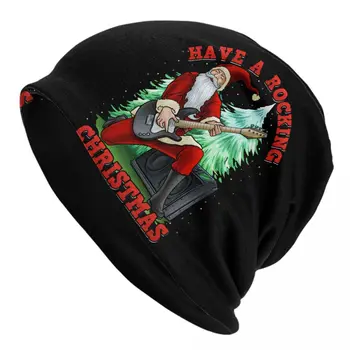 Дядо Коледа Skullies Beanies Caps Cool Winter Warm Women Мъжете плетива шапка Възрастен Have А Rocking Roll Коледни шапки Bonnet