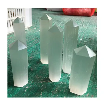 естествен бял селенит пръчка точка кристални камъни за декорация на дома