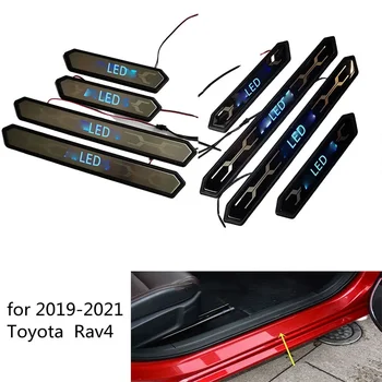 За Toyota Rav4 Xa50 2019 2020 2021 Auto врата перваза тапицерия тапицерия от неръждаема стомана LED праг ритник педал изтъркване стикер H