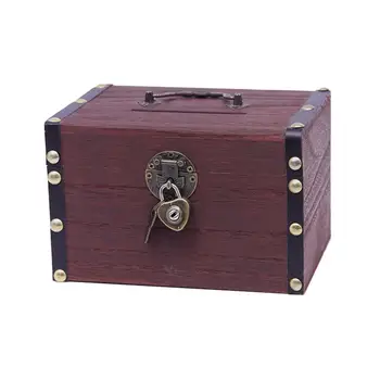 Заключващи се сандъци за бижута Кутия за съхранение на дърво Кутия за държач за дрънкулки Кутия за спестяване на пари
