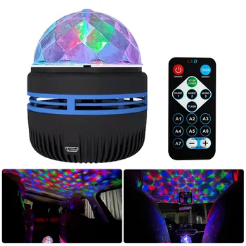 звезден проектор лампа USB захранва цветна въртяща се магическа топка светлина кола атмосфера лампа бар дискотека DJ KTV парти сцена светлина