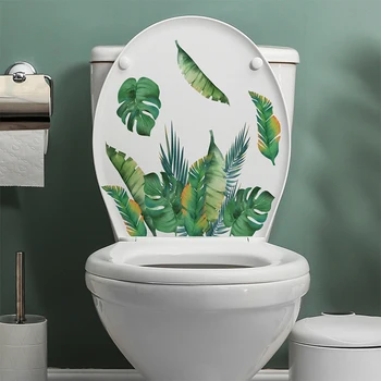 Зелено растение листа стена стикер баня тоалетна декор хол кабинет дома декорация ваденки разкрасяване самозалепващи стенопис