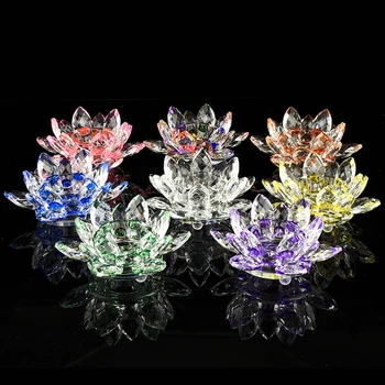 Кварцов кристал лотос цвете занаяти стъкло Fengshui орнаменти Начало Сватбено тържество Декор Подаръци Сувенир Лъки Кристал Лотос