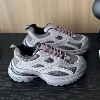 корейски нов дебел едноличен лилаво платформа обувки жени луксозни леки спортни обувки случайни маратонки Y2k момиче универсален съвет обувка