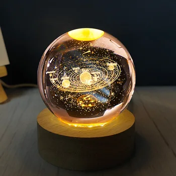 Кристална топка нощна светлина Creative 520 подарък за рожден ден USB такса издълбани кристална топка орнаменти обзавеждане предмети декорация на дома