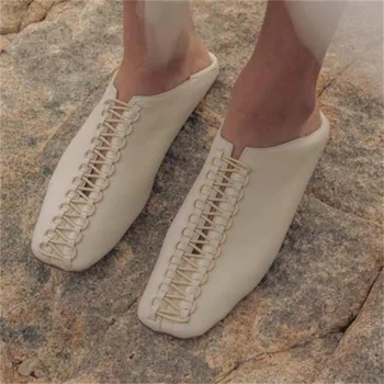 Кросоувър каишка обувки за жени тъкат жени дизайнери квадратни пръсти zapatos de mujer плоски токчета кухи Chassure Femme плитки