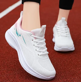 Леки дамски обувки за свободното време Дамски спортни маратонки против хлъзгане плоски обувки мека подметка дишаща мрежа обувки за бягане размер 36-41
