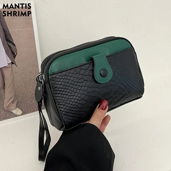 Луксозни чанти за жени ЕСТЕСТВЕНА КОЖА чанта дизайнер китката чанта рамо пакет алигатор пратеник жени чанта облицовани Crossbody