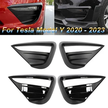 Матово черно за Tesla Модел Y 2020 -2023 2022 Кола фар за мъгла спойлер острие подстригване защитен капак Woof зъб вятър нож ABS стикер