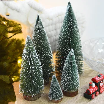 Мини борово коледно дърво Изкуствени настолни декорации Фестивал Пластмасови миниатюрни дървета 2021 Новогодишни декорации за Коледа