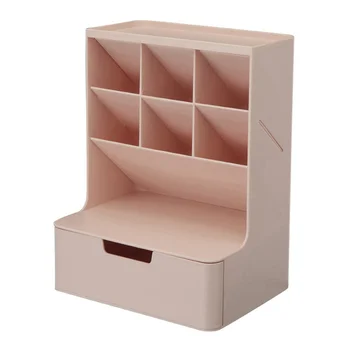 Многофункционален държач за писалка кутия за съхранение чекмедже многослойни прахоустойчиви настолни офис консумативи кутия за съхранение розов