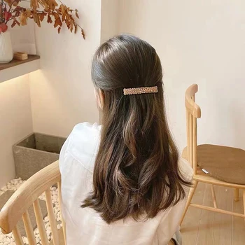 Мода Корейски кристал Pearl Щипки за коса Елегантни жени Шноли Фиби Дръжки за коса Шапки
