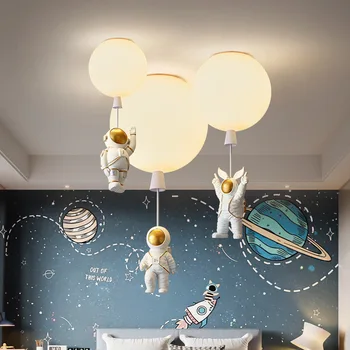 Модерен LED астронавт балон таван висулка светлини за деца детска стая декор стъклена топка висящи полилеи висулка лампа