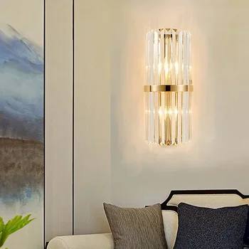Модерен луксозен кристал Led стена лампа блясък за хол спалня коридор Nordic таванско помещение декор sconce нощни стенни осветителни тела