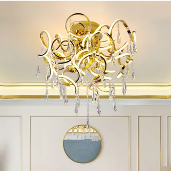 Модерен прост светодиоден луксозен полилей ресторант декорация на хола злато сребро висящи осветителни тела за спалня