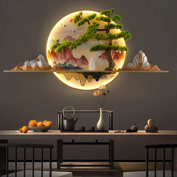 Модерна китайска картина Sconce LED творчески пейзаж 3d картина лампа за домашен декор хол проучване спалня стена лампа картина