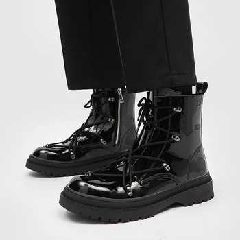 Мъже висока топ платформа диша малки кожени обувки нова модна тенденция универсален Япония корейски бизнес ежедневни обувки костюм мъжки обувки