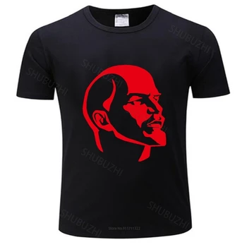 мъжка тениска с къс ръкав Тениска СССР Ленин Мъжка лятна къс ръкав памук О-образно деколте модна тениска мъжки летни върхове