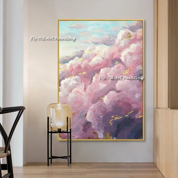 Най-добър художник ръчно изработена маслена живопис розово море от цветя вертикална живопис боя ръчно изработени маслени бои стена изкуство картина